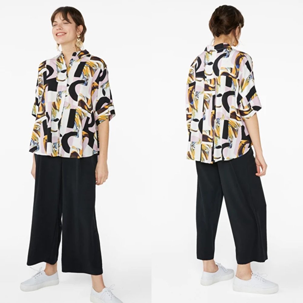 Monki Oversized Boxy Art Collage Shirt